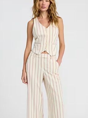 Express Editor Striped Five Button Blazer Vest Lined  Medium EUC